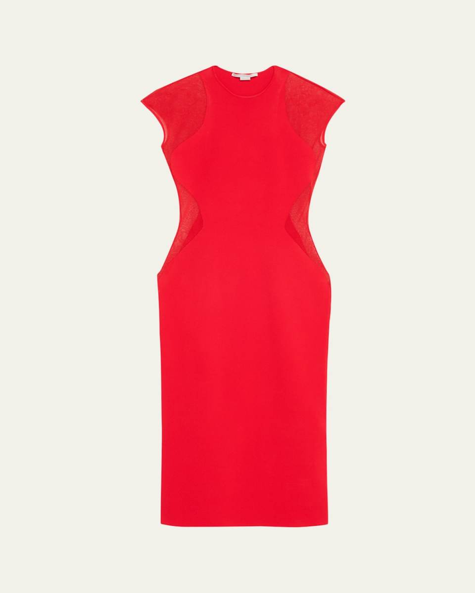 Cap-Sleeve Compact Knit Miracle Midi Dress